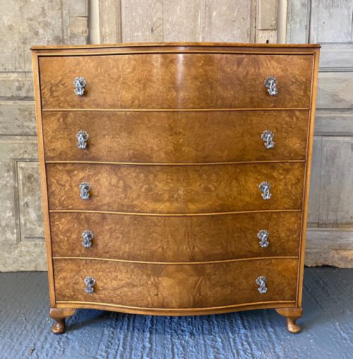 Burr Walnut Serpentine Chest of Drawers