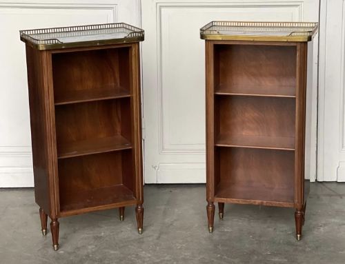Pair French Louis Xvi Open Bookcases