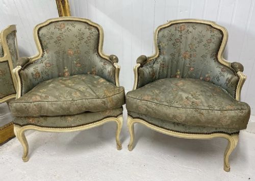 Pair French Bergere Chairs