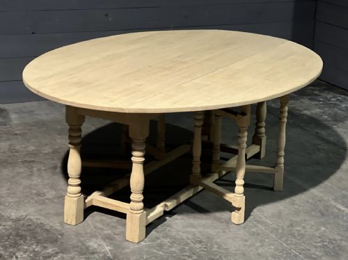 Large Farmhouse Bleached Oak Gate Leg Dining Table