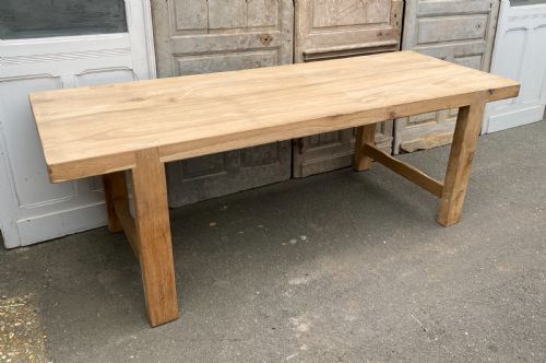 French 2 Plank Bleached Oak Farmhouse Dining Table