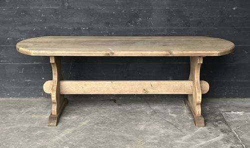 Round End Bleached Oak Farmhouse Refectory Dining Table