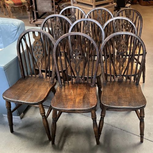 Long Set 9 Windsor Dinning Chairs
