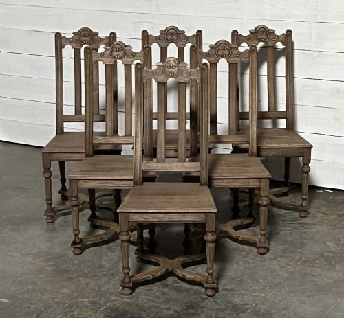 Set 6 French Bleached Oak Farmhouse Dining Chairs