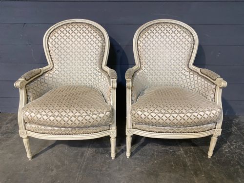 Pair French Bergere Arm Chairs