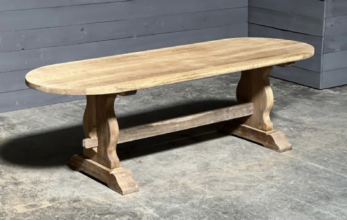 Large French Bleached Oak Farmhouse Dining Table