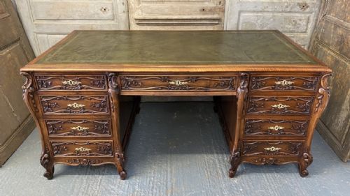 Exceptional French Walnut Partners Pedestal Desk