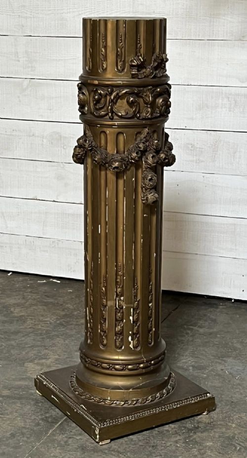 French Louis Xvi Gilt Wood Pedestal Column
