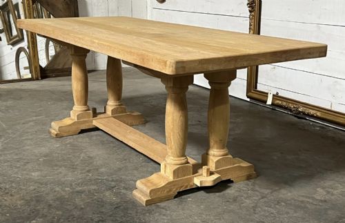 French Bleached Oak Farmhouse Dining Table