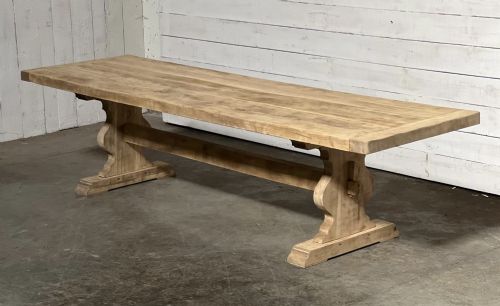 Huge French Bleached Trestle Farmhouse Dining Table