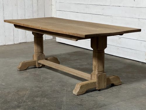 Mid Size French Bleached Oak Farmhouse Dining Table
