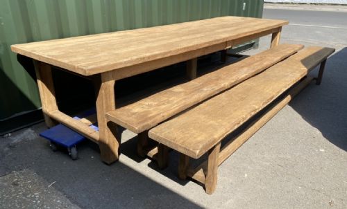 Massive 3.5m French Farmhouse Table & Benches (Would Split)
