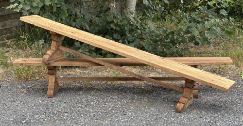 Large Pair Rustic Oak Dining Benches