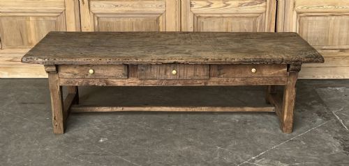 Large French Rustic Oak Coffee Table