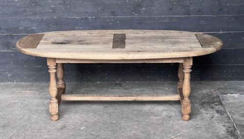 Oval Bleached Oak Farmhouse Dining Table