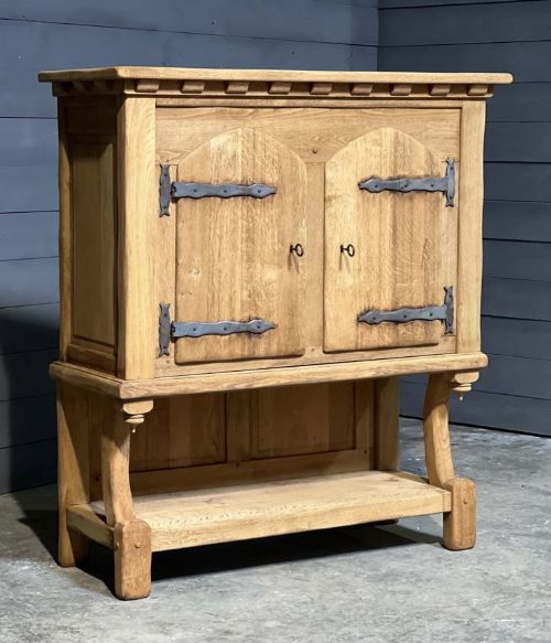 French 2 Door Gothic Oak Cupboard