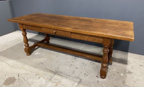 Lovely French Oak Farmhouse Dining Table with Drawer