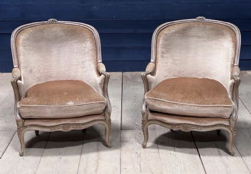 Generous Pair French Bergere Chairs
