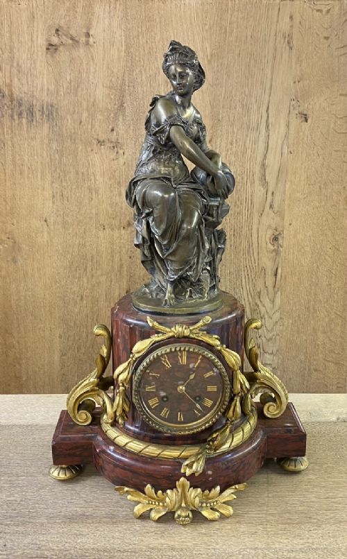 Superb Quality French Marble, Ormolu & Bronze Clock