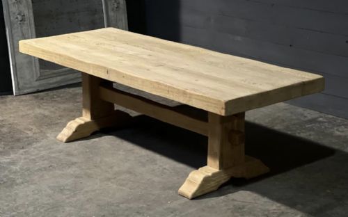Rare Wide and Long Oak Farmhouse Dining Table