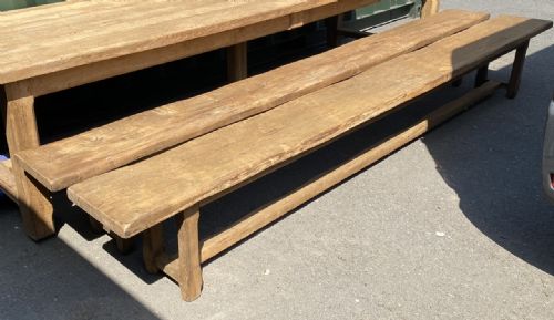Huge Pair French Oak Dining Benches