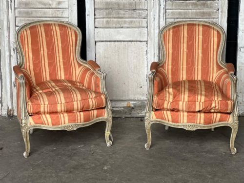 Pair French Bergere Arm Chairs