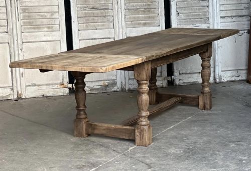 Rare Oak Farmhouse Dining Table with Extensions