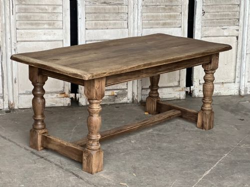 fig 1. Rare Oak Farmhouse Dining Table with Extensions