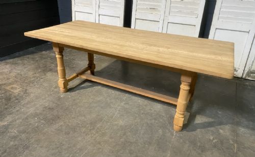 Wide French Bleached Oak Farmhouse Dining Table
