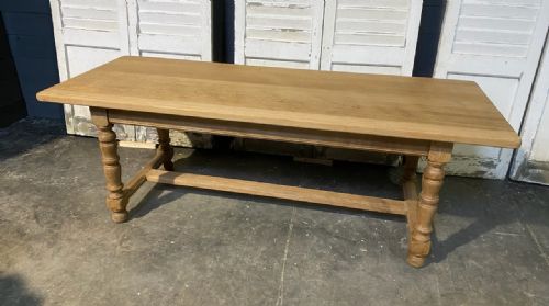 French Bleached Oak Farmhouse Dining Table