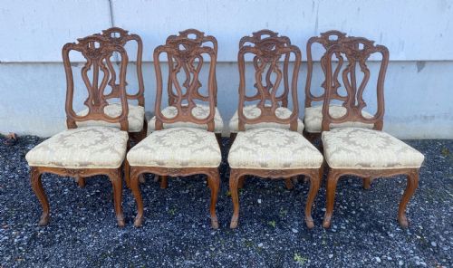 Lovely Set 8 French Oak Dining Chairs