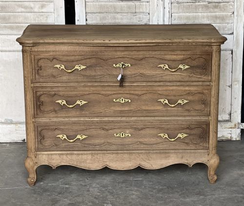 French Bleached Oak Commode Chest of Drawers