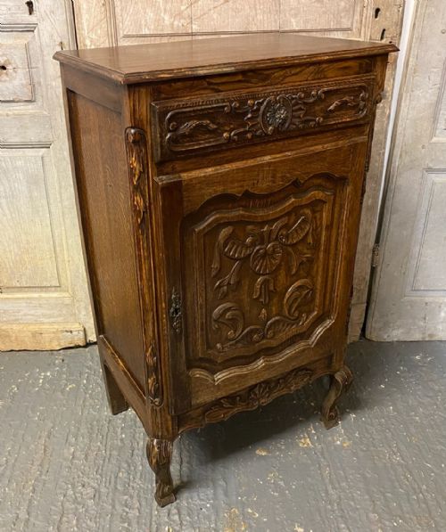 Small French Carved Oak Cabinet