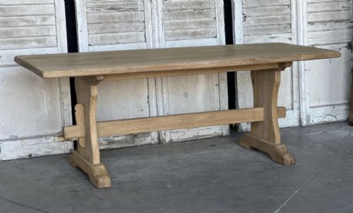 French Oak Farmhouse Trestle End Dining Table