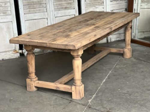 Large French Bleached Oak Farmhouse Dining Table
