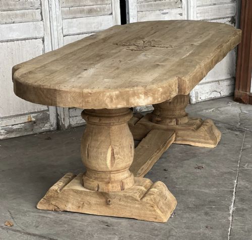 Huge French Bleached Oak Farmhouse Dining Table