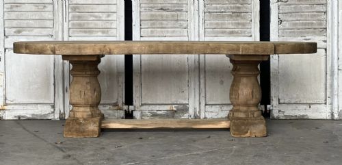 fig 1. Huge French Bleached Oak Farmhouse Dining Table
