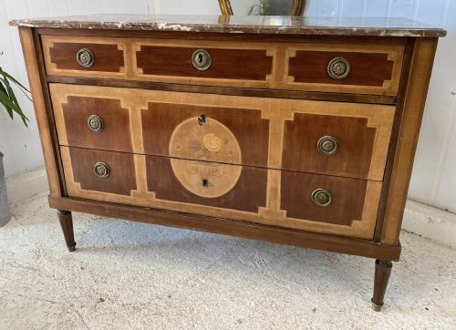French Louis Xvi Marble Top Commode Chest of Drawers