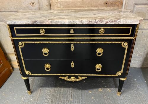 Wonderful French Ebonised Commode Chest of Drawers