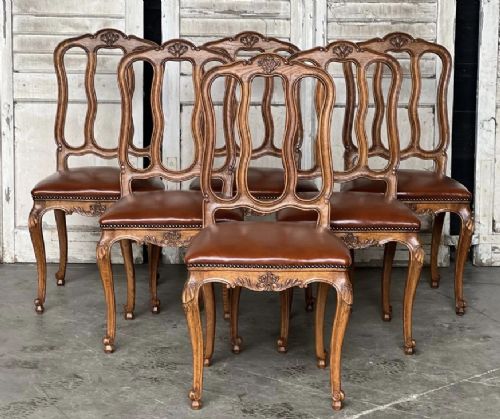 Pretty Set 6 French Oak Dining Chairs