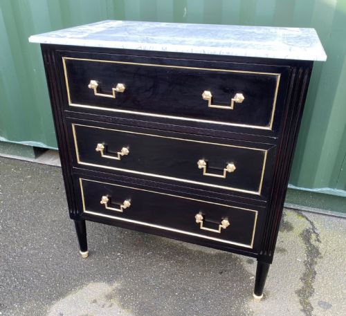 French Louis Xvi Ebonised Commode Chest of Drawers