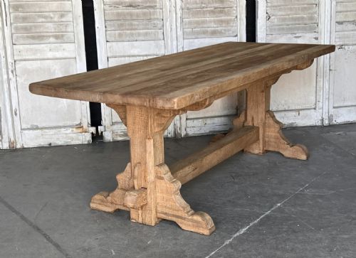 French Bleached Oak Farmhouse Dining Table