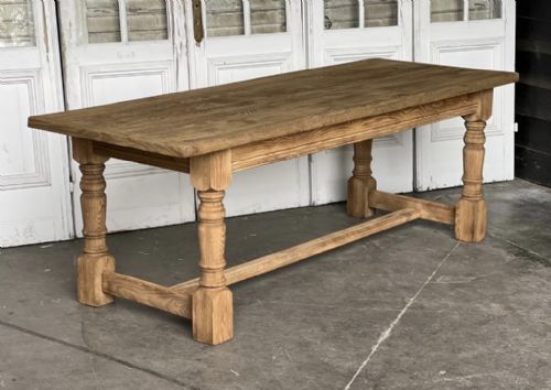 French Bleached Oak Farmhouse Dining Table
