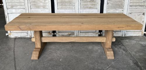 Long and Deep Bleached Oak Farmhouse Dining Table