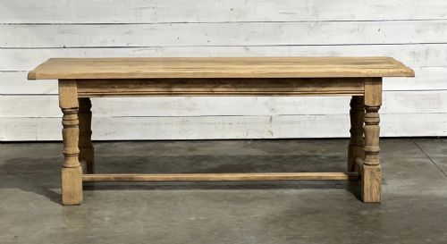 French Bleached Oak Farmhouse Dining Table