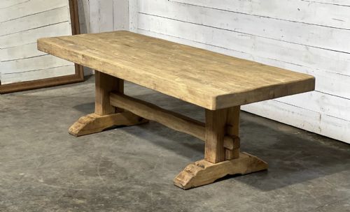 French Long & Deep Bleached Oak Farmhouse Dining Table