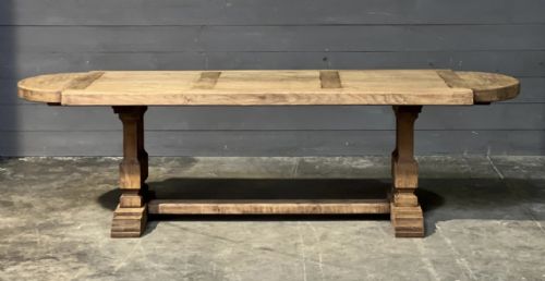 fig 1. Larger French Bleached Oak Farmhouse Dining Table