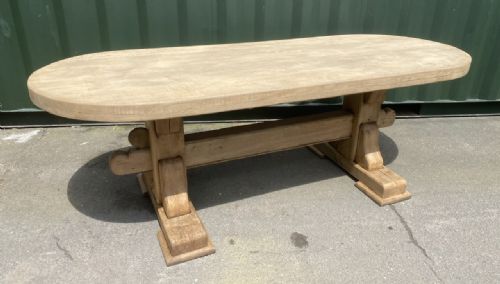 Large French Bleached Oak Farmhouse Dining Table