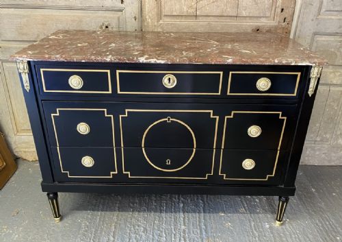 Stunning French Louis Xvi Ebonised Commode Chest