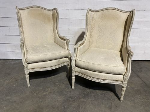 Generous Pair French Bergere Chairs